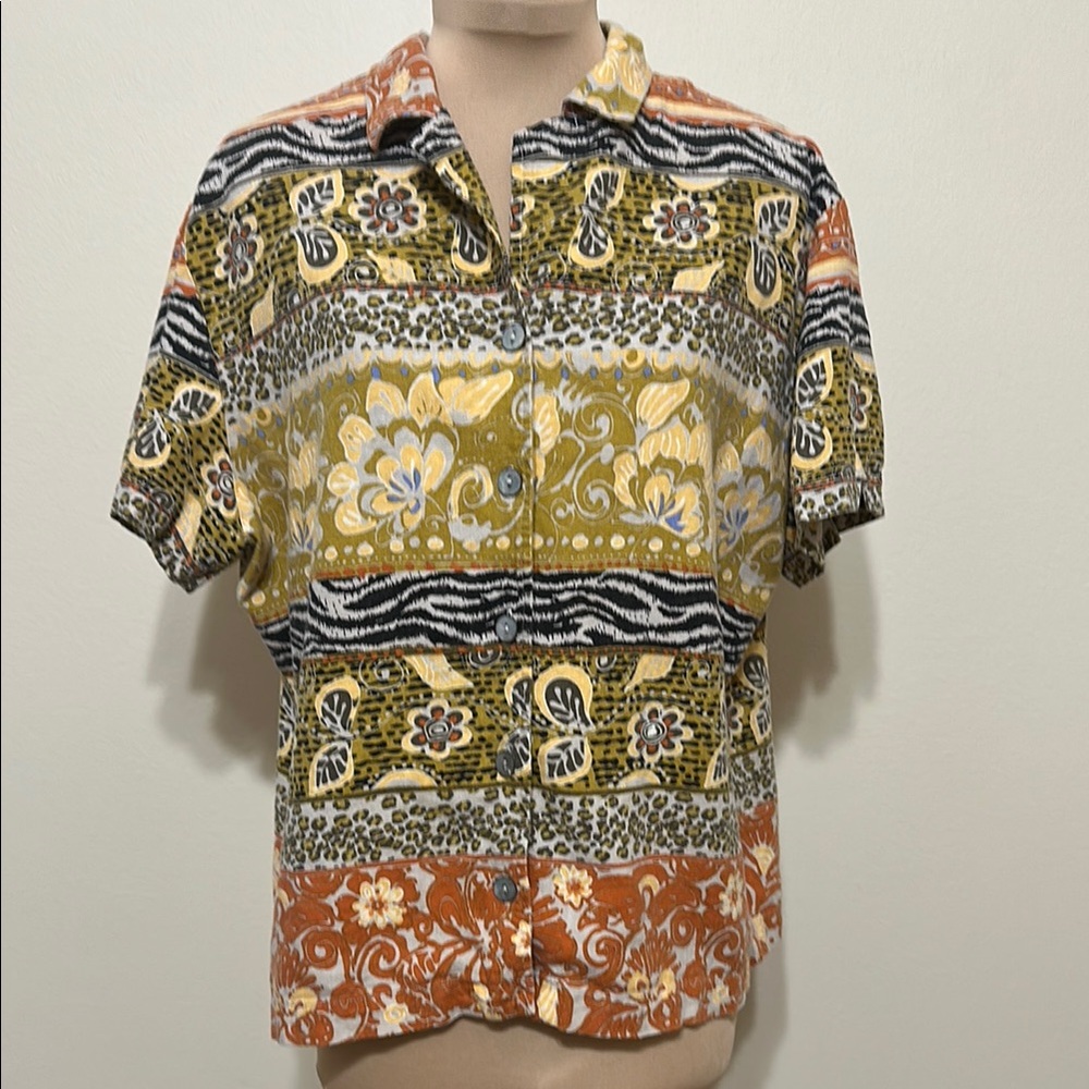 Bechamel Orange and Yellow Casual‎ Button Down Shirt with Paisley Patterns